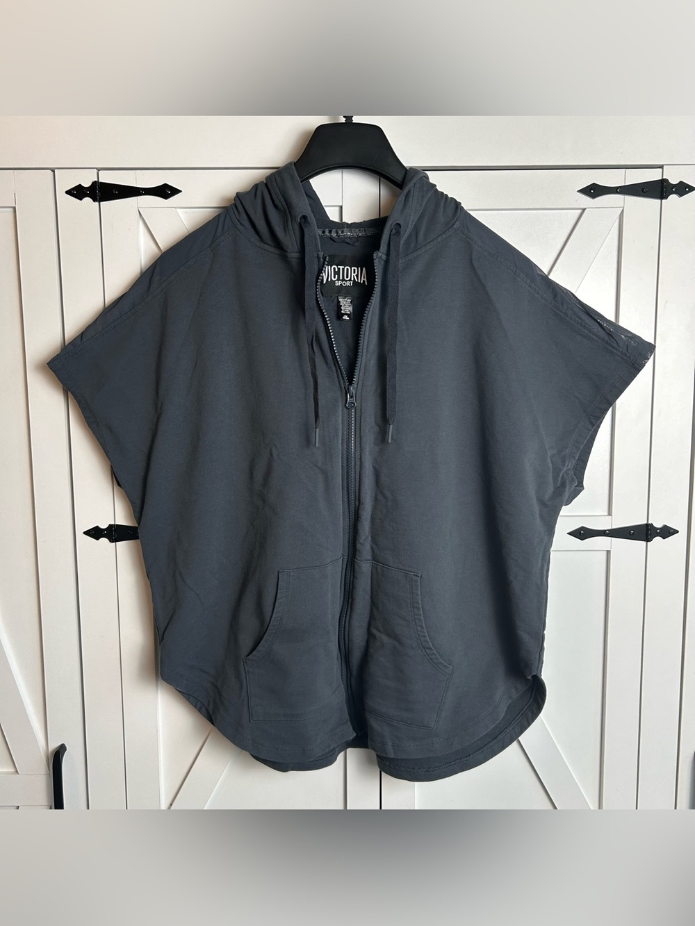 Victoria Sport Charcoal Zip-Up Hooded Poncho